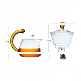 Tea Herbal Wooden Base Glass Jug Server Set 2