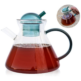 Tea and herbal glass jug 480ml green Elegant jug, classic design, with infuser for tea and coffee