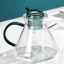 Tea and herbal glass jug 480ml green Elegant jug, classic design, with infuser for tea and coffee 2