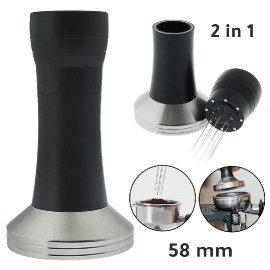 Coffee tamper with needle distributor 58mm 2 in 1 2