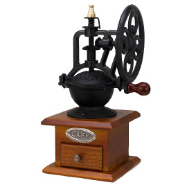 Manual Coffee Grinder Retro Style Wooden Vintage Style Rotating Grain Hand With Cleaning Brush 2