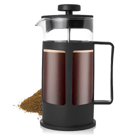 Coffee French Press Coffee Maker Machine Coffee Pot Glass 1-2 Cup Clear/Black 300ml