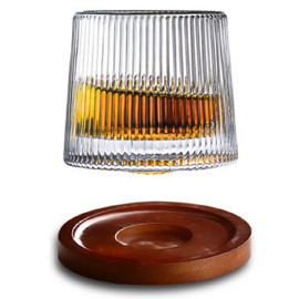 Glass With Walnut Base Clear 7x7.3cm 145ml