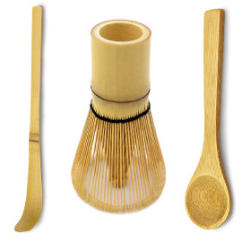 Matcha Stirrer Set Tea Handmade Japanese Ceremony Bamboo Whisk Scoop and Small Tea Spoon 3PCS SET