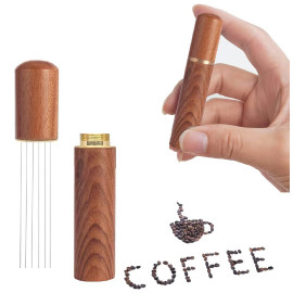 Wood Handle Natural Stainless Steel Needles Blender Kitchen Accessories Hand Stirrer Leveler Tamper Distributor Espresso Powder