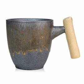 Coffee Ceramic Cup Wood Handle 230 ml