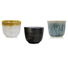 Set of 3 ceramic specialty coffee cups for espresso and latte