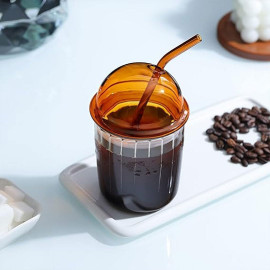 Cold drinks glass cup with straw orange 2