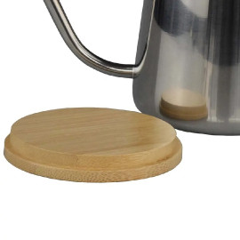 250ml Coffee Kettle - Silver - Stainless Steel & Bamboo 2