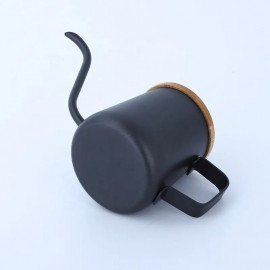 250ml Coffee Kettle - Black - Stainless Steel & Bamboo 2