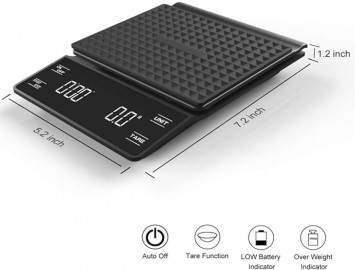 Coffee Scale With Timer | Kitchen Scale | Pour Over V60 Drip Coffee | Digital scale with LCD display for coffee 0.3-3000G 2