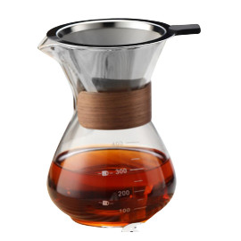 600mL Glass Drip Coffee Pot with Filter Diamond Style Coffee Share Pot with Mark(A-600ml filter set)