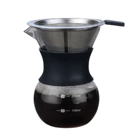 200ml Glass Drip Pot With Stainless Steel Filter