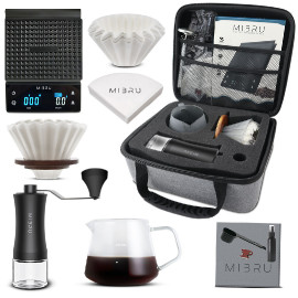 V60 Coffee Maker Set, 11-Piece Hand Brewing Coffee Set, Pour Over Coffee Machine Accessories Kit All In 1 Portable Travel Bag