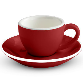 Coffee Espresso ceramic cup with plate 75ml red
