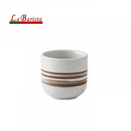 كوب قهوة فخار ابيض خط بني حجم 200مل LB- 842