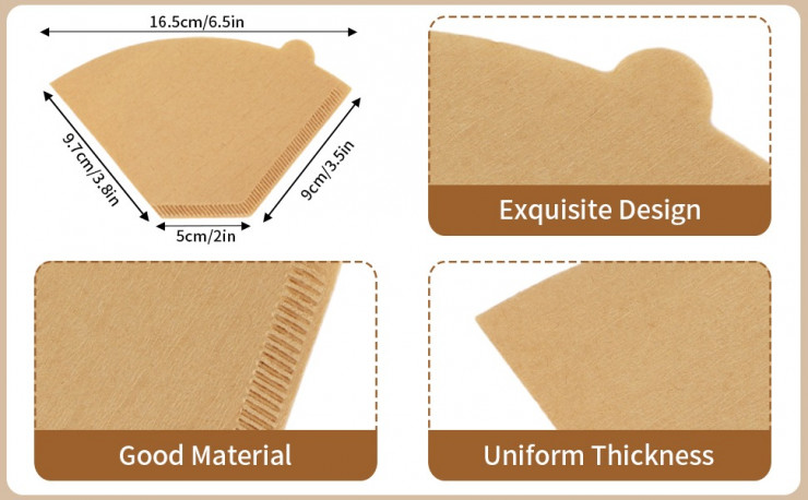 U Shape Paper Filter Brown Color Size 102 100pcs Box Made of Wood Pulp Compatible with U Shape Dripper and Drip Coffee Machines - Image 4