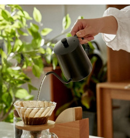 Pour Over Kettle, Black, Stainless Steel, Gooseneck Spout, 600ml Capacity, Precise Control for V60 Pouring 2