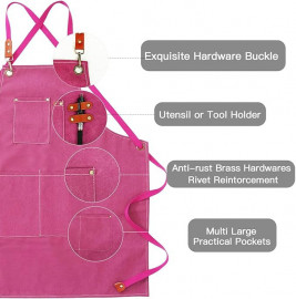 Apron Extra Large Size Pink color Unisex Fit Pure Cotton for Adults Men and Women Double Pockets Ideal for Barista 2
