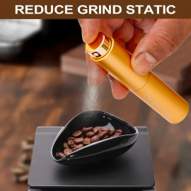 Coffee Bean Spray Bottle to Moisturize Beans Before Grinding, Refillable Gold Color, Coffee Bar Accessories, Espresso Dosing Cup 2