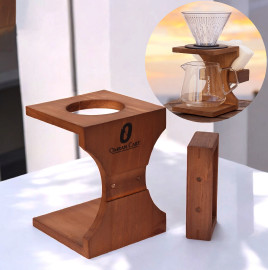 V60 Holder Rack Wooden for Specialty Coffee - Stylish Wooden Stand with Built-in Paper Filter Holder, Omran Cart