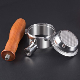 54mm Portafilter with Wooden Handle & Zinc Alloy Head, Includes 2cups Baskets, fit with Breville Barista Espresso Coffee Machine 2