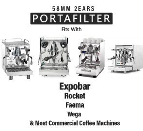 58mm Portafilter with Wooden Handle & Zinc Alloy Head, Includes 2cups Baskets, Compatible with E61 Series Expobar, Rocket, Faema 2