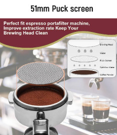 Puck Screen 51mm 150μm 1.7mm Thickness for Even Extraction Compatible with Delonghi Dedica, Homix Espresso Machine screen mesh 2