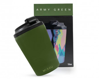 MIBRU 12OZ CEREAMIC INTERIOR CUP  ARMY GREEN