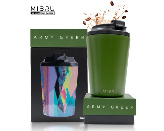 MIBRU 12OZ CEREAMIC INTERIOR CUP  ARMY GREEN 2