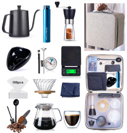 v60 set pour over coffee maker bag set drip coffee tools 14pack + White travel kit v60 Tools