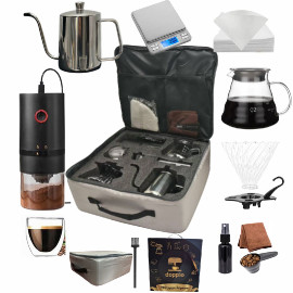 DOPPIO 12 Pcs V60 Pour Over Electric Coffee Maker with Electric Grinder Dripper Set