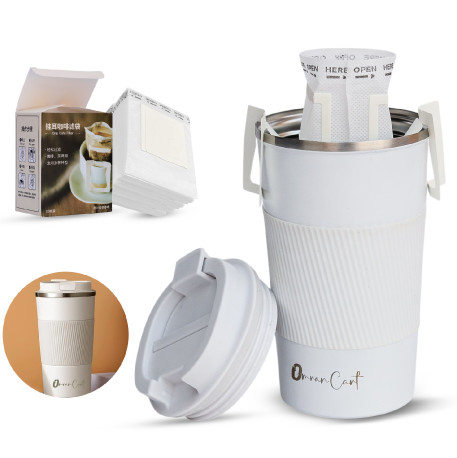 Omran Cart Drip Coffee Set – 510ml Insulated Mug + 50 Hanging Filters – Portable Pour-Over for Travel, Home, Office
