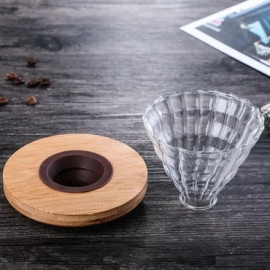 4 Cups Dripper - Clear Glass & Wood 2
