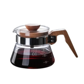 400ml Glass Coffee Pot With Wood Handle