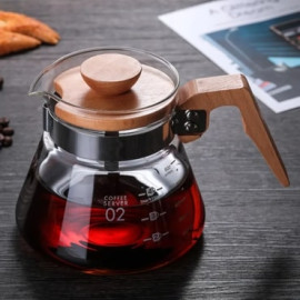 400ml Glass Coffee Pot With Wood Handle 2