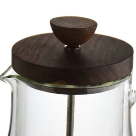 600ml French Press Glass & Wood 2