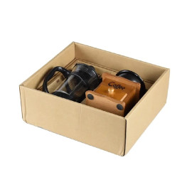 Coffee Gift Set Glass & Wood - Grinder and French Press 2