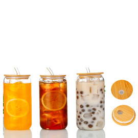 Glass cup with glass straw 600ml 2