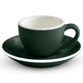 Coffee Espresso ceramic cup with plate 75ml matt green