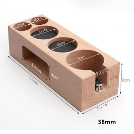 Coffee wooden tamping base and accessories holder 58mm 2