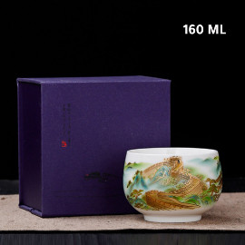 Coffee ceramic cup drawing in gift box