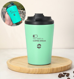 Omran Cart Coffee Travel Mug 12oz Stainless Steel, Seafoam Green, Double-Wall Insulated, Leakproof, Eco-Friendly Reusable Cup