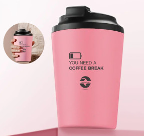 Omran Cart 12oz Coffee Travel Mug, Coral Pink, Stainless Steel, Double-Wall Insulated, Leakproof, Eco-Friendly Reusable Cup