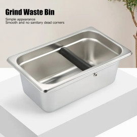 Omran Cart Stainless Steel Coffee Knock Box – Large Espresso Grounds Bin with Detachable Knock Bar and Non-Slip Base 2