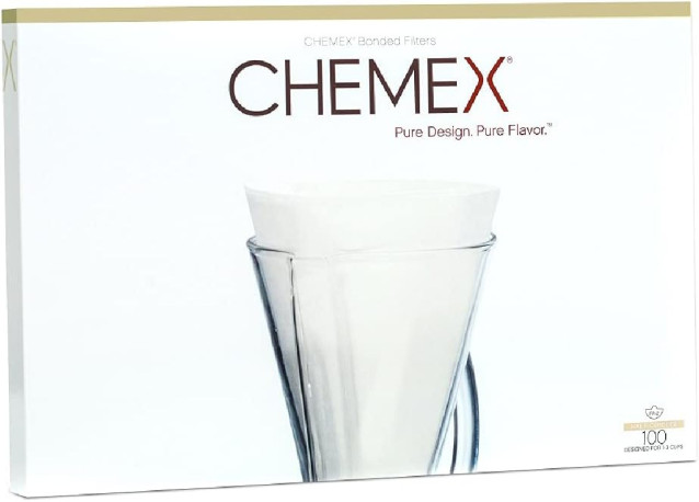 مرشحات Chemex ذات 3 أكواب غير مطوية على شكل نصف قمر (100 قطعة)