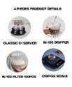 Omran Cart Wave Pour Over Set – 400ml Server, Plastic Dripper W-155, Filter Papers (100pcs), Coffee Scale with Timer