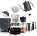 Omran Cart Wave Coffee Set – 10pcs Pour Over Kit with Server, Dripper, Filters, Grinder, Scale, Kettle, Brush & Tools