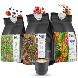 SOIL Roastery Coffee Bean Set – Fazenda, Guji & Alba with Ceramic Cup