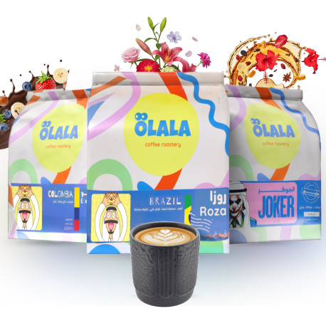 طقم قهوة Olala Roastery – روجا، جوكر وإكسيلسو مع كوب سيراميك